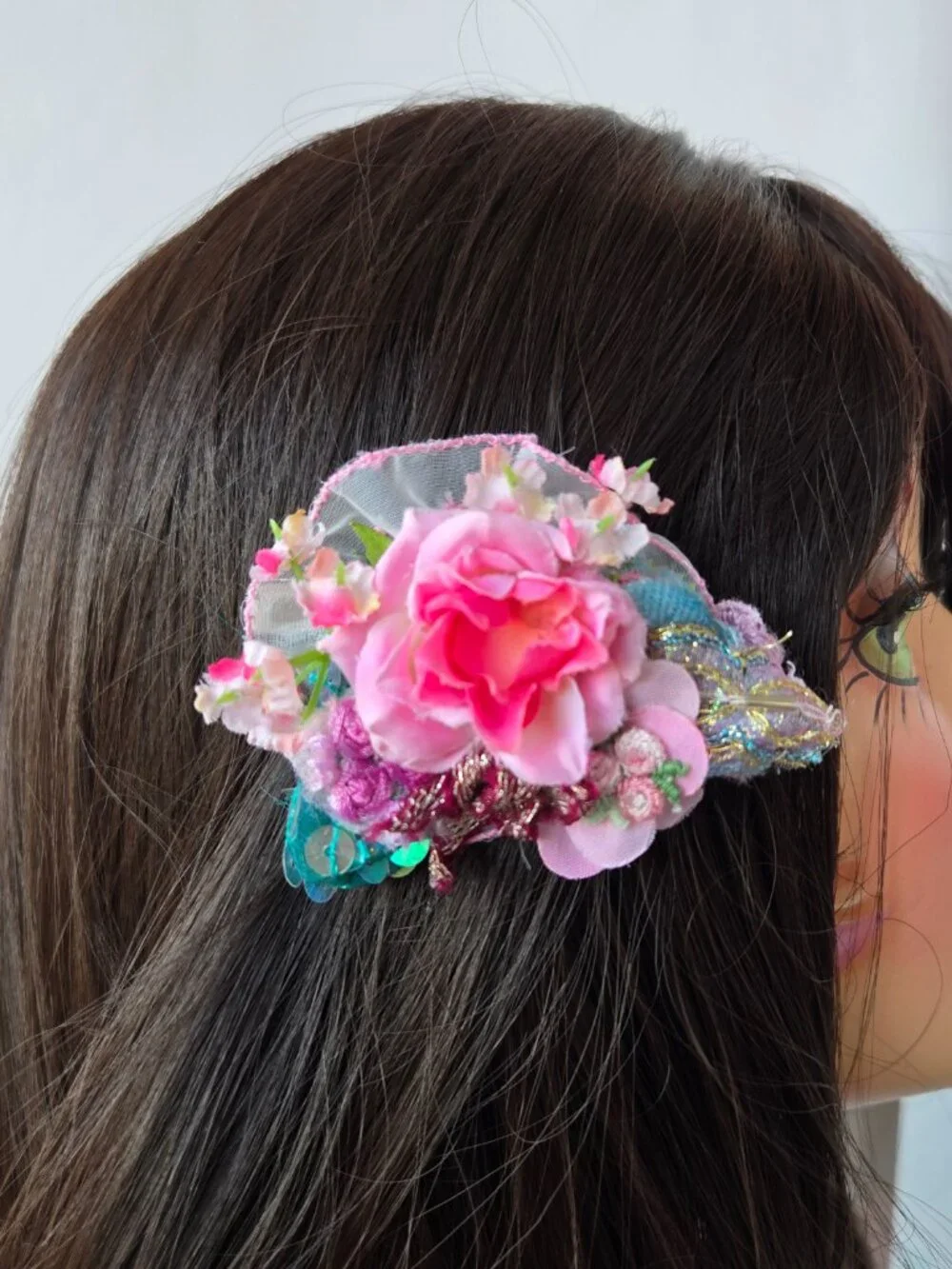 Handmade Vintage-Style Rose Posey Hair Clip Wedding Garden Party